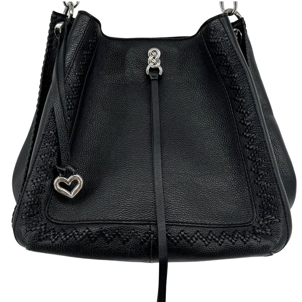 Brighton Interlok Georgia Leather Shoulder Hobo Purse Black Mint Condition Chic